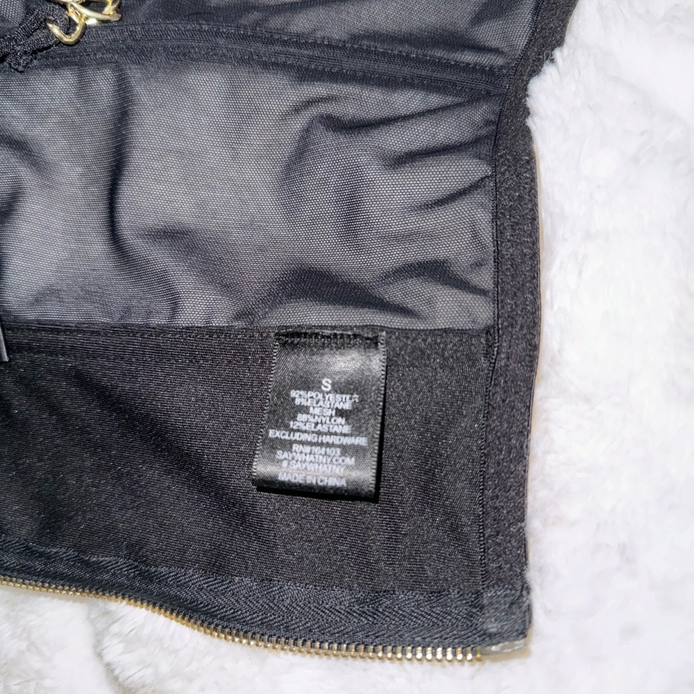 Say What Black Bustier Gold Chain Vintage Corset - Picture 9 of 9